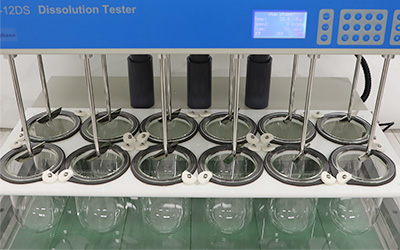 Tester di dissoluzione RC-12DS con 12 vasi dettaglio - Un totale di 12 navi e 12 aste, 6 navi e 6 aste in ogni linea, può testare 12 campioni alla volta.